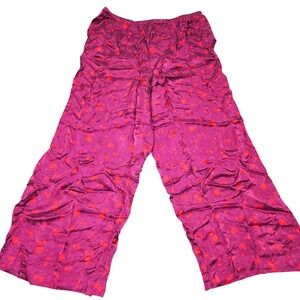 Victorias Secret‎ Satin Pajama Pants XL Purple Red Floral Lounge Sleepwear Comfy